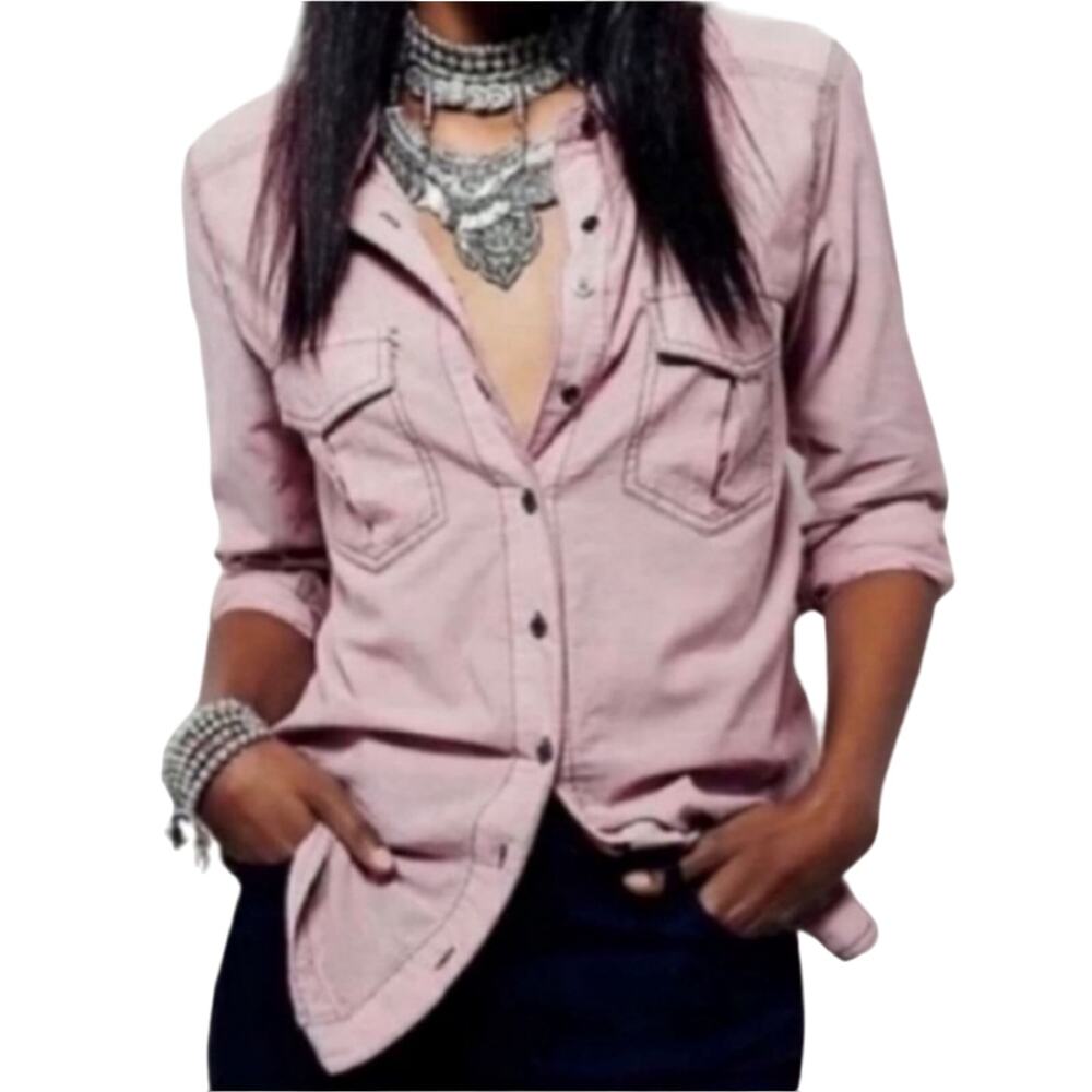 Free People "Last Chance" Womens Button Front Shirt Size Small